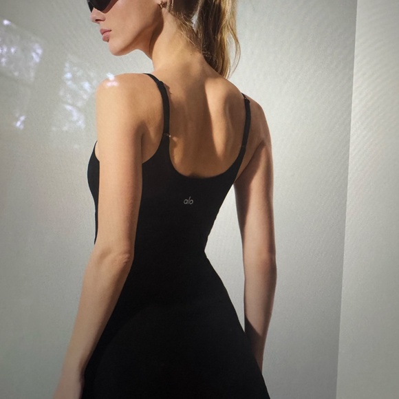 Alo Alosoft Encore Tennis Dress, Black, XS - Picture 2 of 7